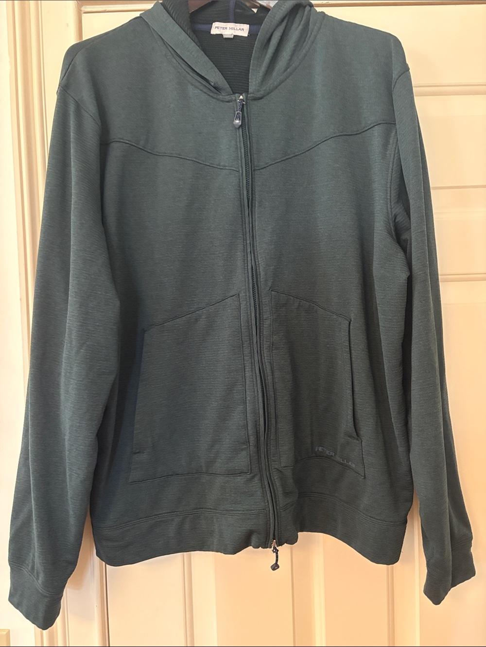 Peter Millar Men's Dark Green Full-Zip Hooded Jacket XL
